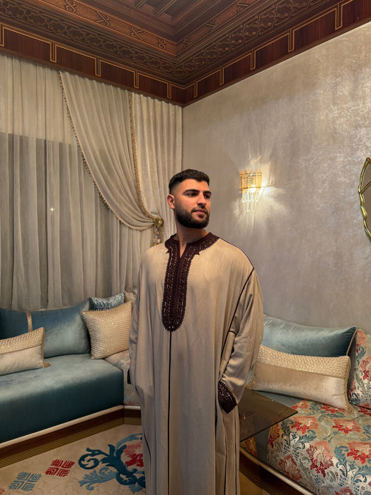 Caftan Royal Marron – 4 Fils Mlifa Extra