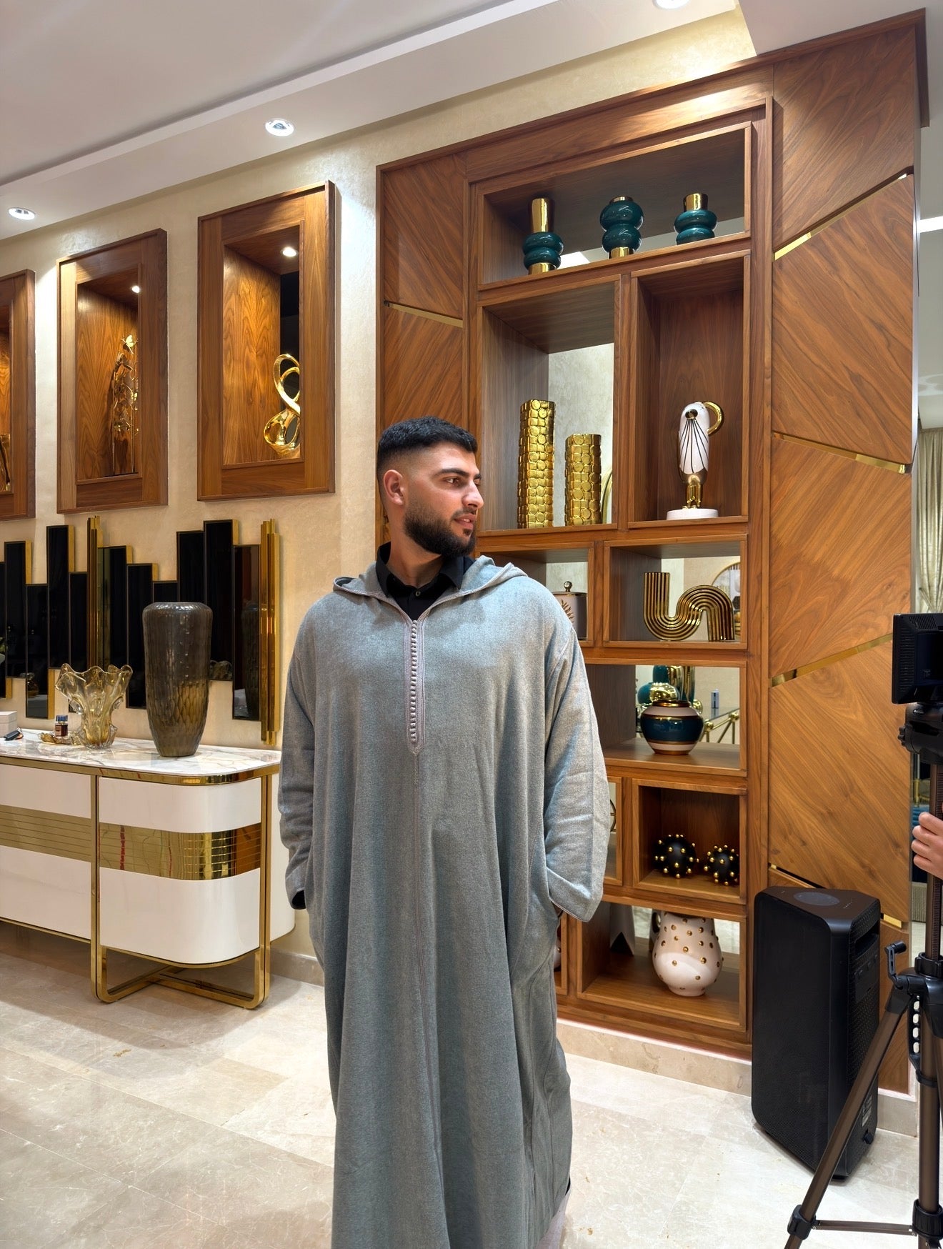 Djellaba Hivernale Gris – Mlifa Cachemire Premium