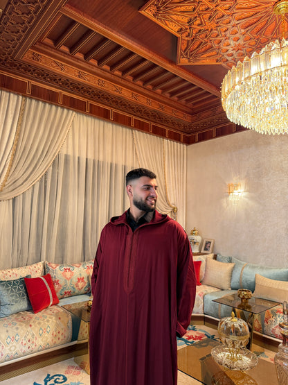 Djellaba Estivale Bordeaux – Mlifa Premium