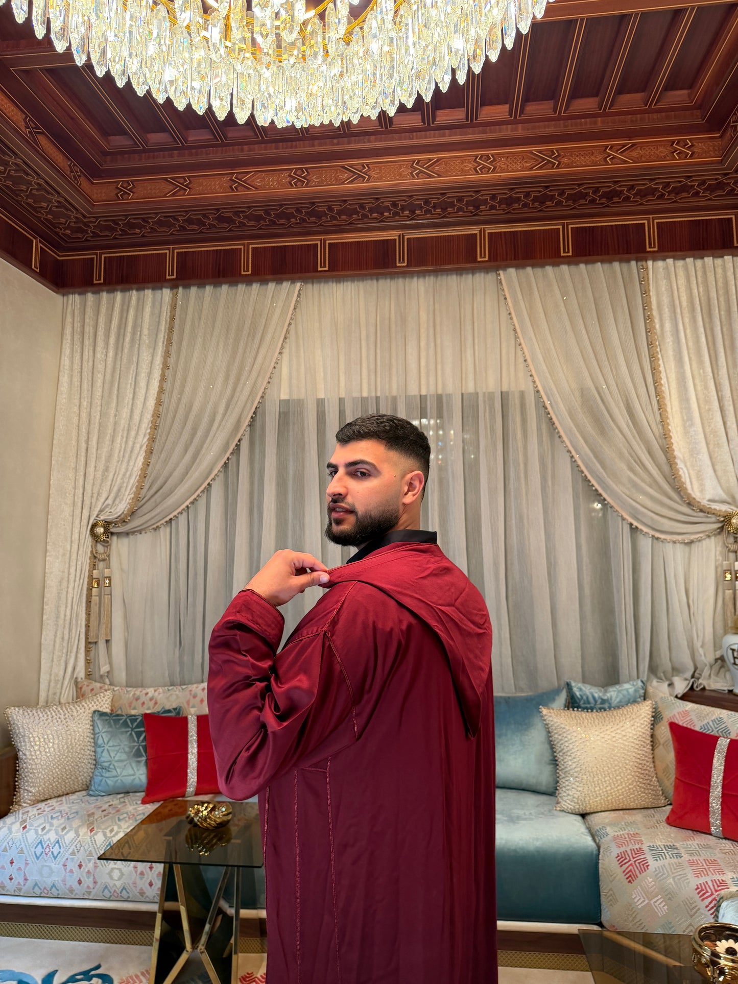 Djellaba Estivale Bordeaux – Mlifa Premium