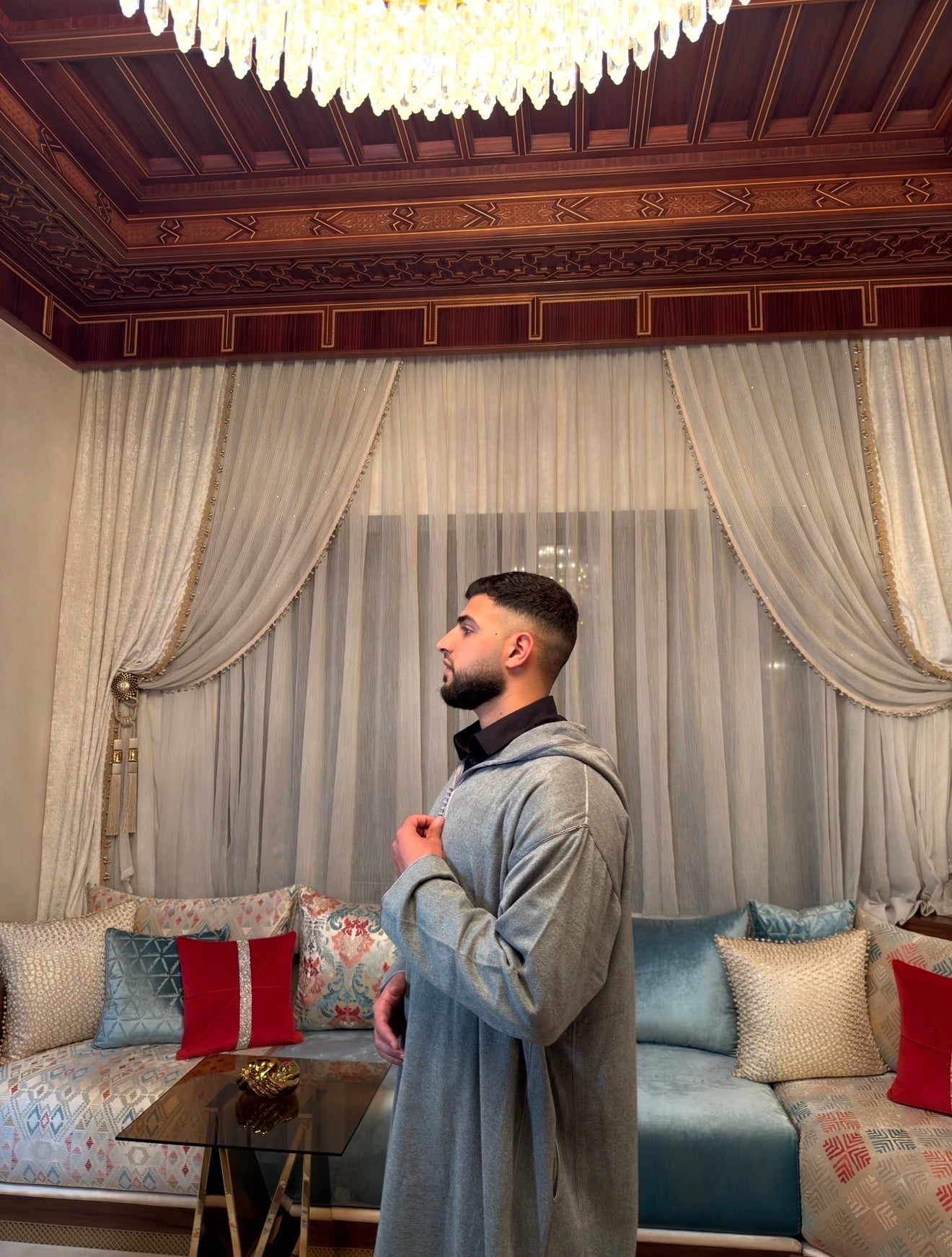 Djellaba Hivernale Gris – Mlifa Cachemire Premium