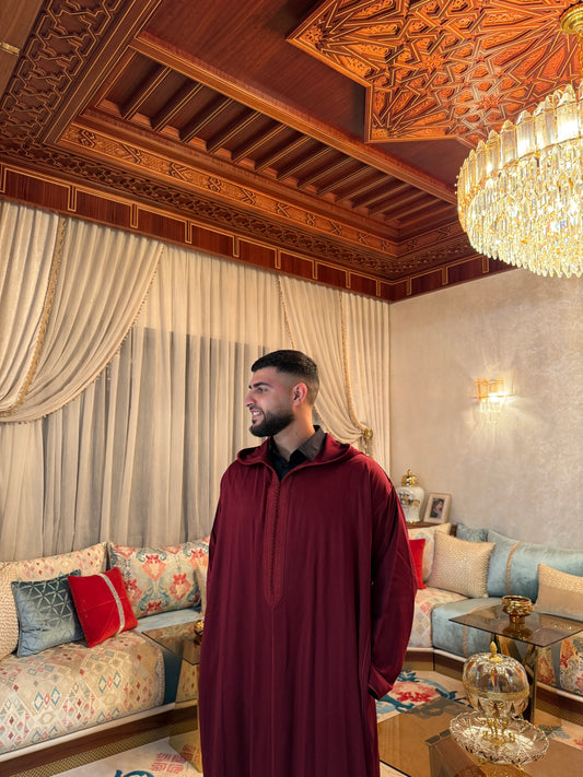 Djellaba Estivale Bordeaux – Mlifa Premium